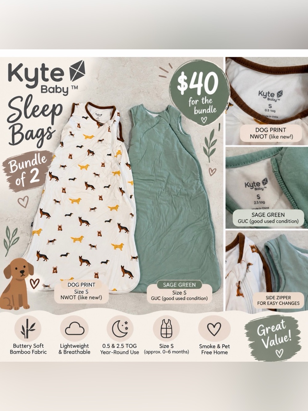 Kyte Baby Sleep Bag Bundle – Size S | 0.5 & 2.5 TOG